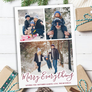 Merry Everything Simple Red Family Photo Holiday Card