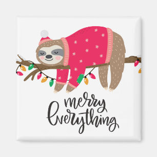 Merry Everything   Sleepy Sloth Magnet