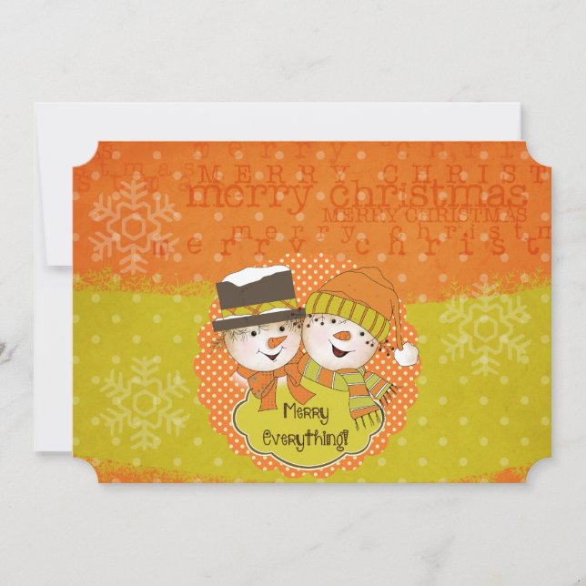 Merry Everything Snowmen Holiday Card (Front)