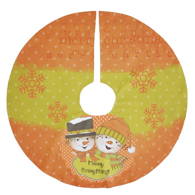 Merry Everything Snowmen Holiday Tree Skirt (Front)