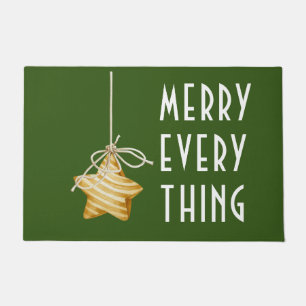 Merry Everything Star Ornament Christmas Green  Doormat