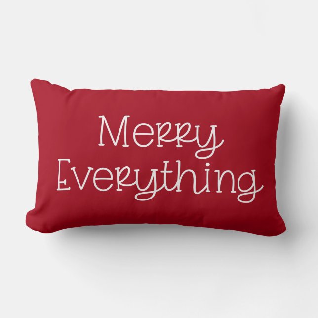 Merry Everything Trendy Typography Christmas Lumbar Cushion (Front)