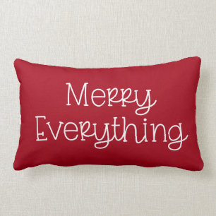 Merry Everything Trendy Typography Christmas Lumbar Cushion