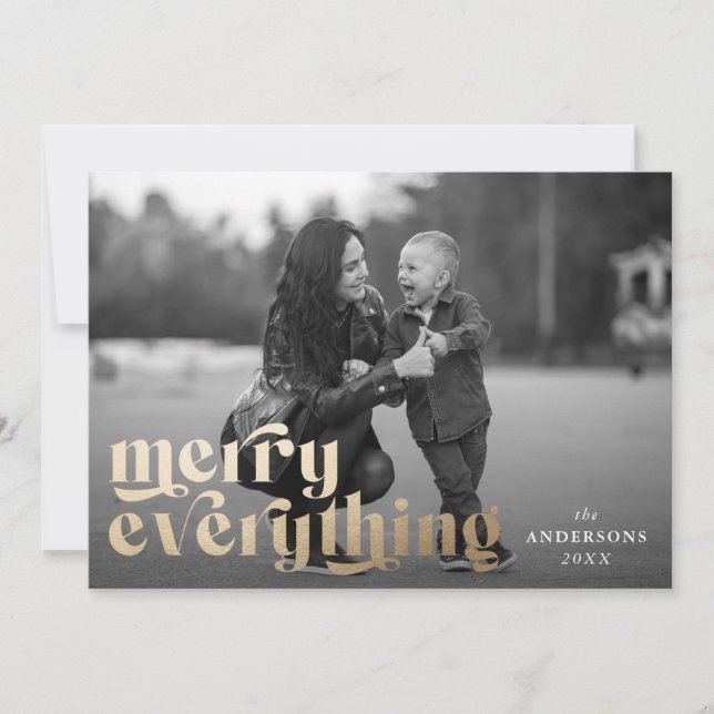 Merry Everything Typography Holiday Photo Card (Front)
