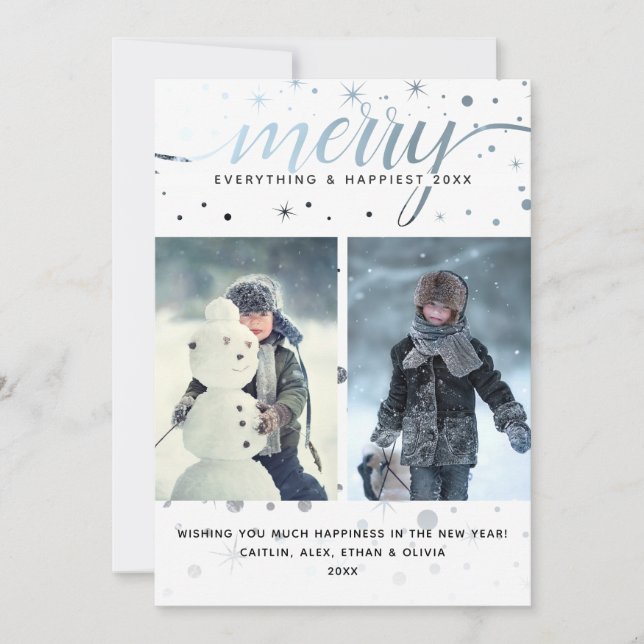 MERRY Everything with Colour-Matching Typography Holiday Card (Front)