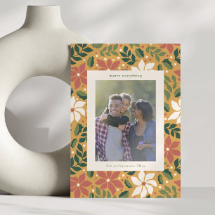 Merry Everything Yellow Green Botanical Photo Holiday Card