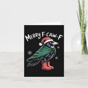 Merry F-caw-f Crow, Black Bird Christmas, Christma Card