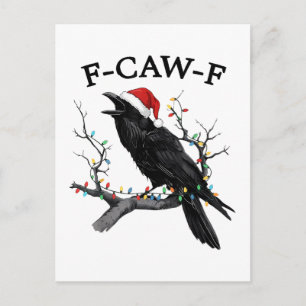Merry F-Caw-F Funny Christmas Black Crow F Caw F Postcard