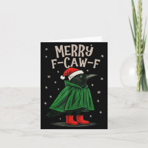 Merry F-caw-f Funny Christmas Black Crow Merry Xma Card