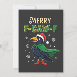 Merry F-Caw-F Funny Christmas Raven Crow Santa Card