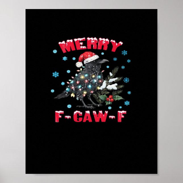 Merry F-Caw-F Funny & Vintage Design Poster (Front)