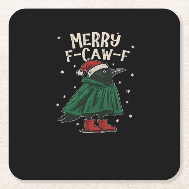 Merry F-Caw-F Square Paper Coaster (Front)