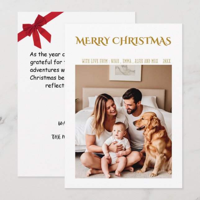 Merry Family Christmas Card - Festive Holiday (Front/Back)