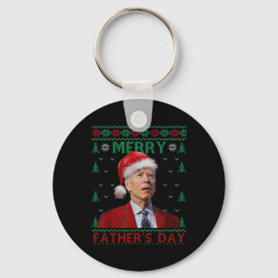 Merry Fathers Day Santa Joe Biden Christmas Ugly S Key Ring