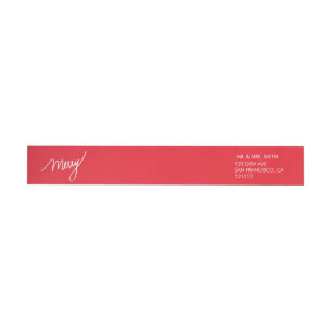 Merry Festive Red Hand Lettered Christmas Wraparound Address Label
