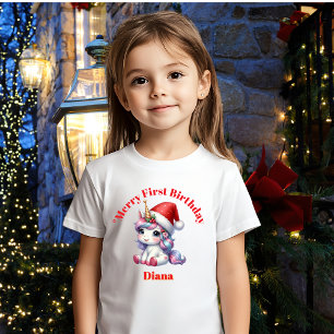 Merry First Birthday Christmas Baby Gift T-Shirt