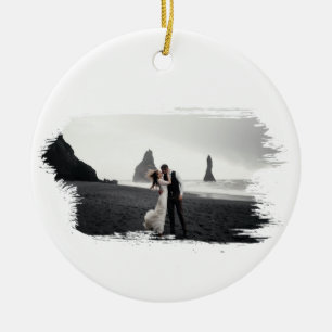 Merry First Christmas As Mr. & Mrs. Newly Weds Ceramic Ornament