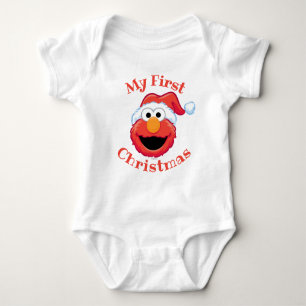 Merry First Christmas Elmo Baby Bodysuit