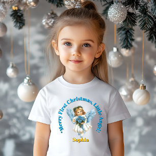 Merry First Christmas  Little Angel Name Gift Baby T-Shirt