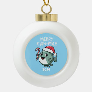 Merry Fish-mas Ceramic Ball Christmas Ornament