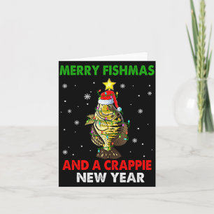 Merry Fishmas And A Crape New Year Fishing Funny X Card
