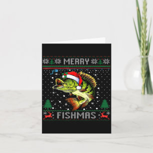 Merry Fishmas B Fish Fishing Christmas Ugly Sweate Card
