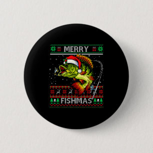Merry Fishmas B Fish Fishing Christmas Ugly Xmas  6 Cm Round Badge