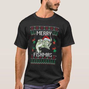 Merry Fishmas Bass Fish Fishing Christmas Ugly Xma T-Shirt