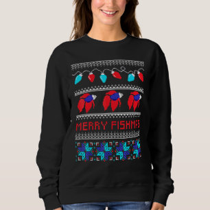 Merry Fishmas Betta Fish Ugly Xmas Sweatshirt