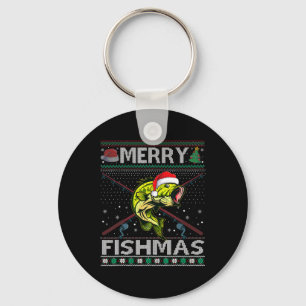 Merry Fishmas Byb Fish Fishing Christmas Ugly Swea Key Ring