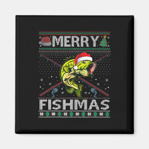 Merry Fishmas Byb Fish Fishing Christmas Ugly Swea Magnet