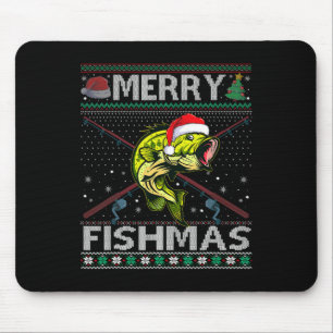 Merry Fishmas Byb Fish Fishing Christmas Ugly Swea Mouse Pad
