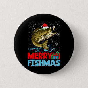 Merry Fishmas Christmas Fishing Holiday 6 Cm Round Badge