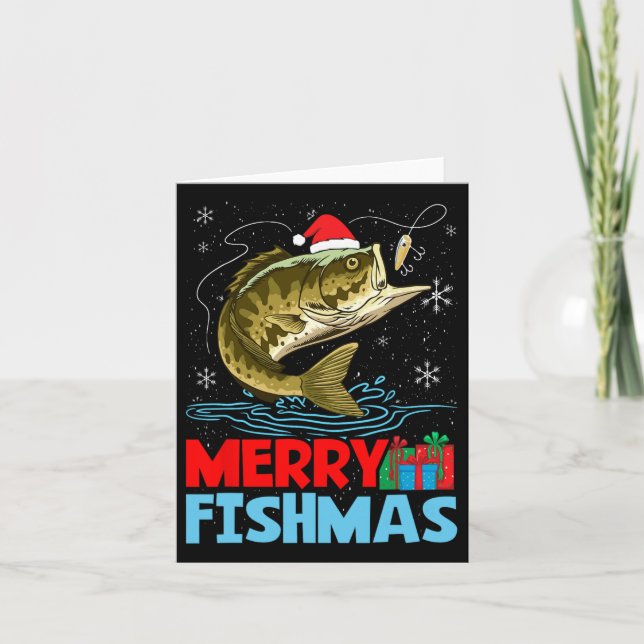 Merry Fishmas Christmas Fishing Holiday  Card (Front)