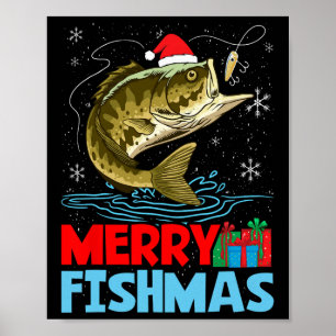 Merry Fishmas Christmas Fishing Holiday  Poster
