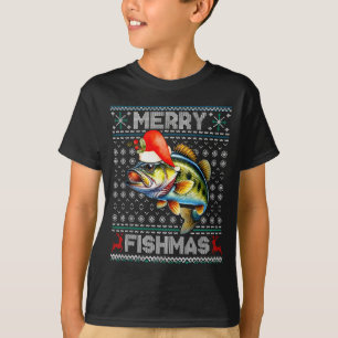 Merry Fishmas Christmas Holiday Santa Fishing Xmas T-Shirt