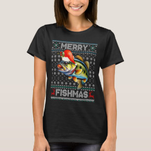 Merry Fishmas Christmas Holiday Santa Fishing Xmas T-Shirt