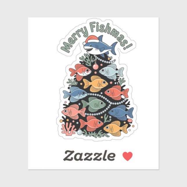 Merry Fishmas Christmas Tree Fish Funny Fishing (Sheet)