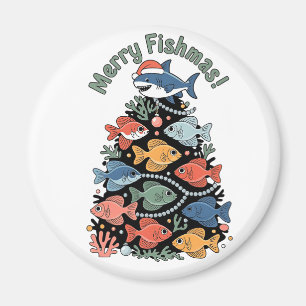 Merry Fishmas Christmas Tree Fish Funny Fishing Magnet