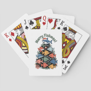 Merry Fishmas Christmas Tree Fish Funny Fishing Playing Cards