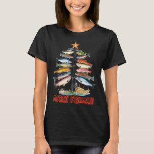 Merry Fishmas Christmas Tree Fish Funny Fishing T-Shirt