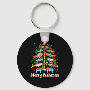 Merry Fishmas Christmas Tree Funny Fish Fishing Fi Key Ring