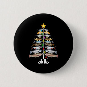 Merry Fishmas Christmas Tree Funny Fishing 6 Cm Round Badge