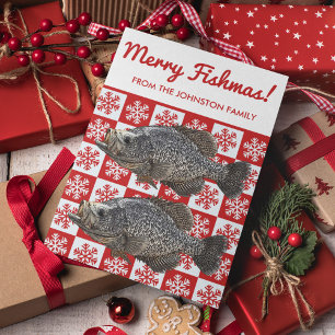Merry Fishmas Crappie Fishing Snowflake Holiday Card