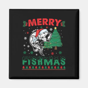 Merry Fishmas Fish Fishing Dad Fisherman Christmas Magnet