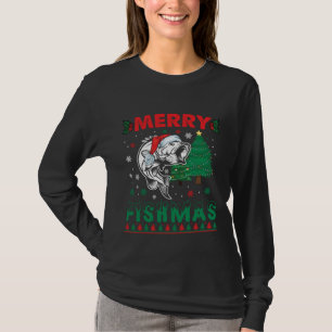 Merry Fishmas Fish Fishing Dad Fisherman Christmas T-Shirt