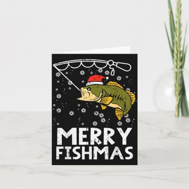 Merry Fishmas Fish Fishing Xmas Christmas Dad Men  Card (Front)