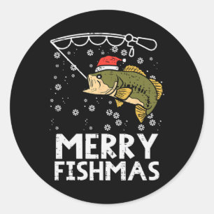 Merry Fishmas Fish Fishing Xmas Christmas Dad Men Classic Round Sticker