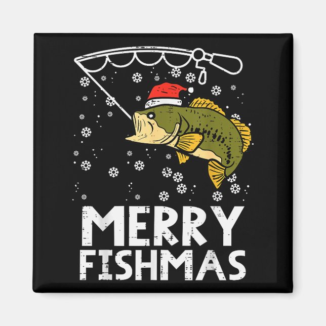 Merry Fishmas Fish Fishing Xmas Christmas Dad Men  Magnet (Front)