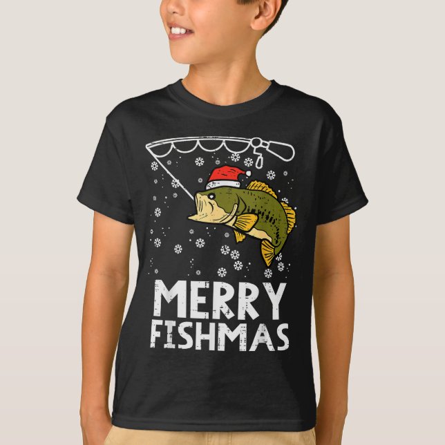 Merry Fishmas Fish Fishing Xmas Christmas Dad Men  T-Shirt (Front)